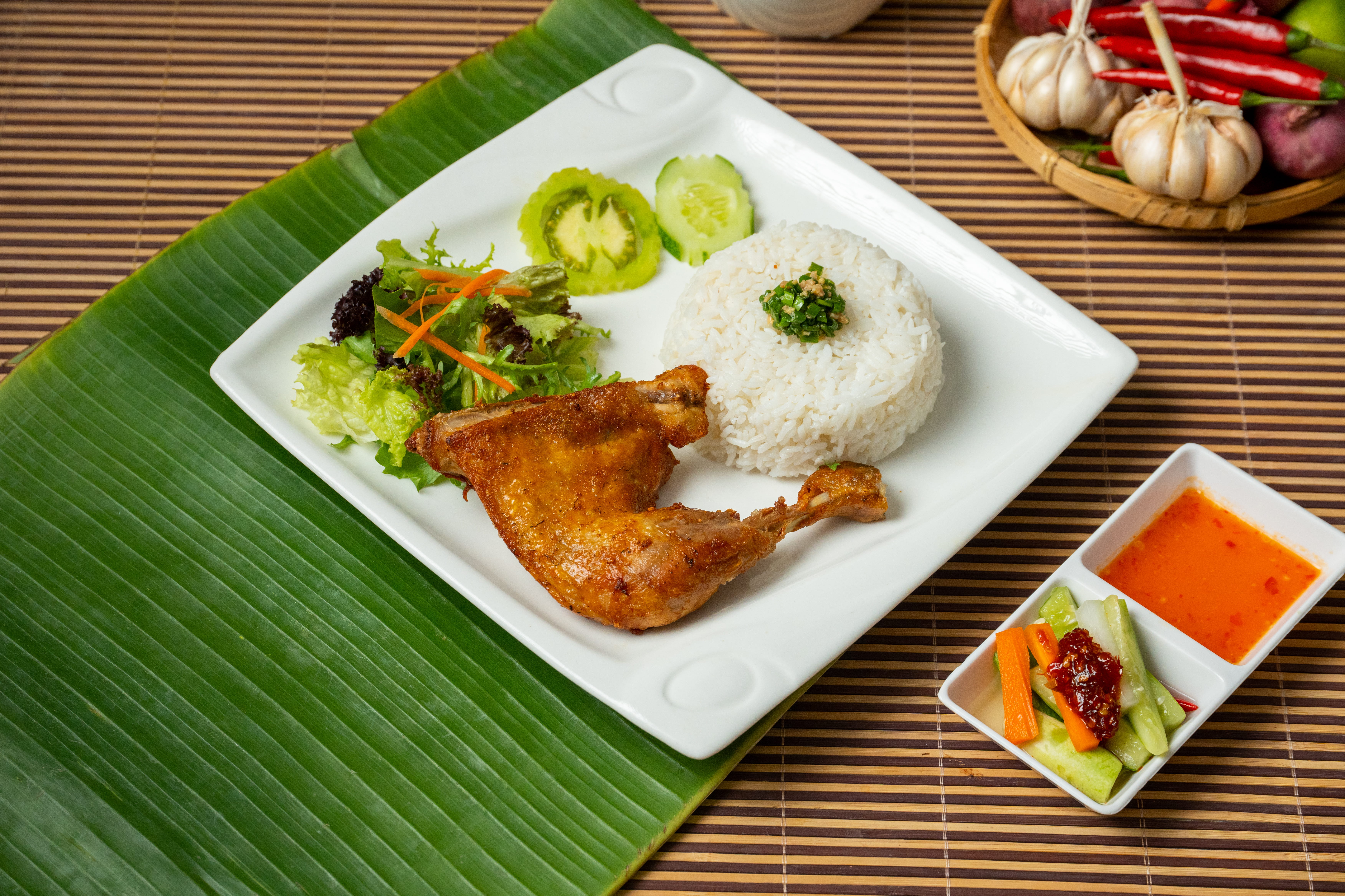FRIED CHICKEN WITH STEAMED RICE