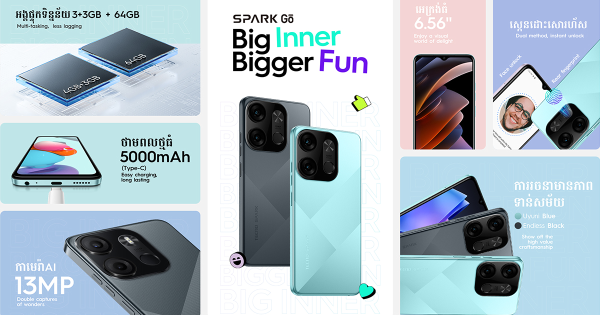 TECNO បង្ហាញផលិតផលថ្មី Spark GO 2023 សមត្ថភាពខ្ពស់ តម្លៃសមរម្យ!