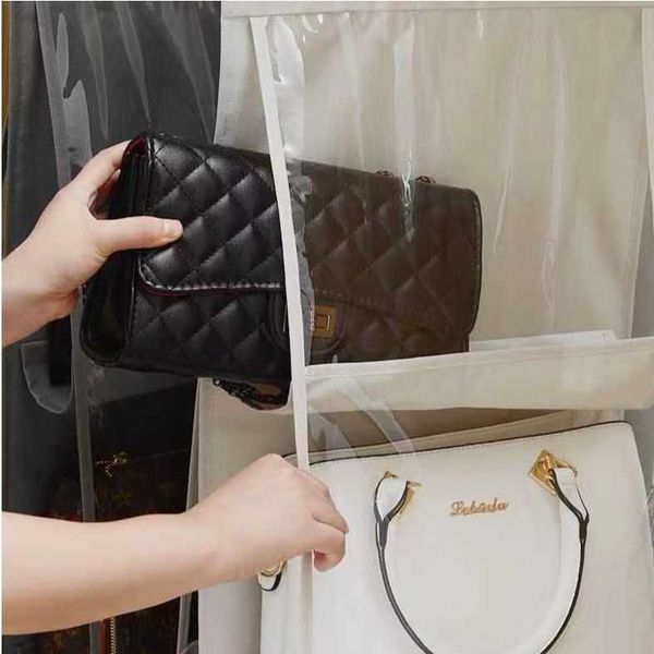 Bag storage bag, transparent dustproof hanging bag, household wardrobe ...