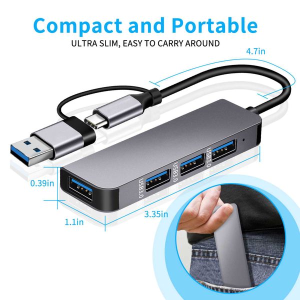 USB Hub, BYEASY 4-poorts USB 3.0 Hub Ultra Slim Draagbare USB Splitter