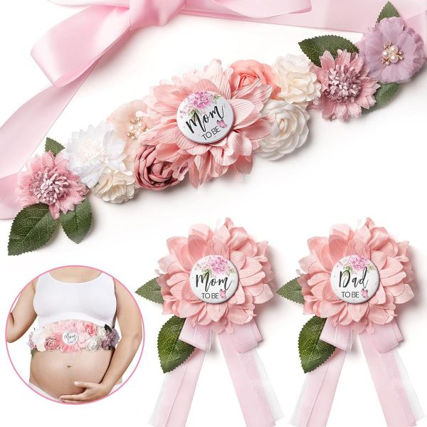 Spot butterfly bear theme baby shower mommy to be pregnant women flower  belt corsage