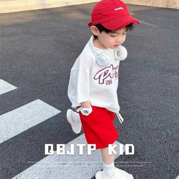 Children's clothing boys summer 2023 new style small and medium-sized  children's letter short-sleeved showy Korean fashion suit two-piece trendy  set