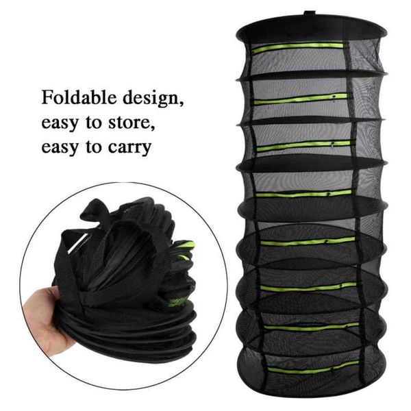 8-layer Hanging Herbal Drying Net Foldable Drying Rack Closed Zipper ...