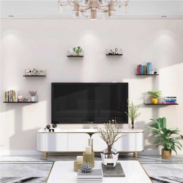 Wall storage rack without punching, hanging wall, iron art, living room ...