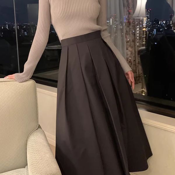 【引越しセール】Slit Pleated Skirt 新品 Korean spring new style versatile high-waisted slim mid