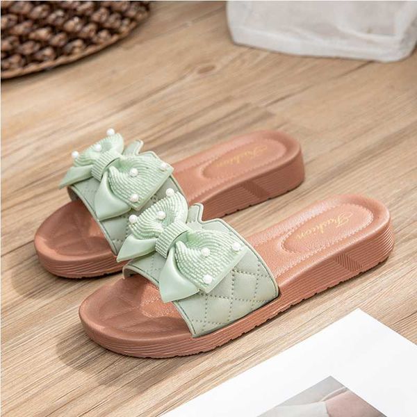 Casual Beach Shoes Popular Women's Bow Knot Outer Flip Flop Non-slip  Fashion Slippers