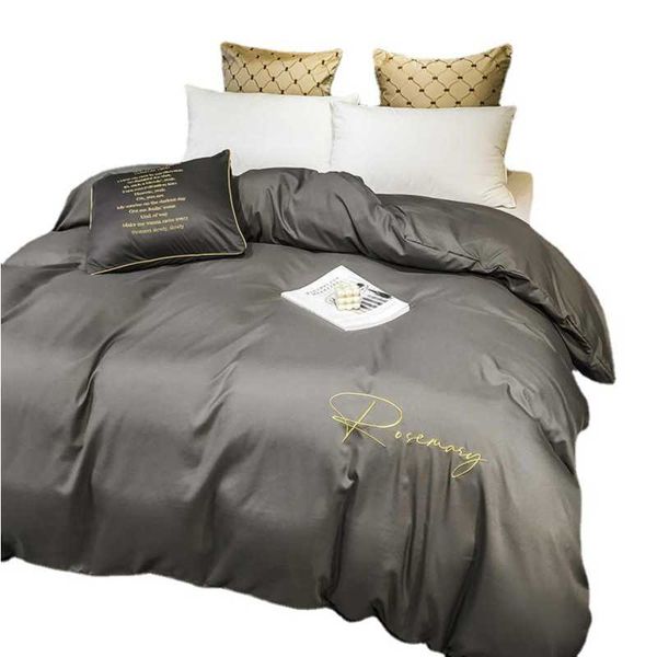4pcs/set Luxury Embroidery Solid Color Bed Sheet Duvet Cover For Bed Queen  King Size Bedspread Cover Pillowcase Bedding Set