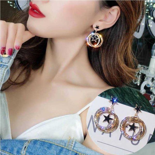 [Two Pairs] Super Flash Earrings Female Temperament Personality Wild ...