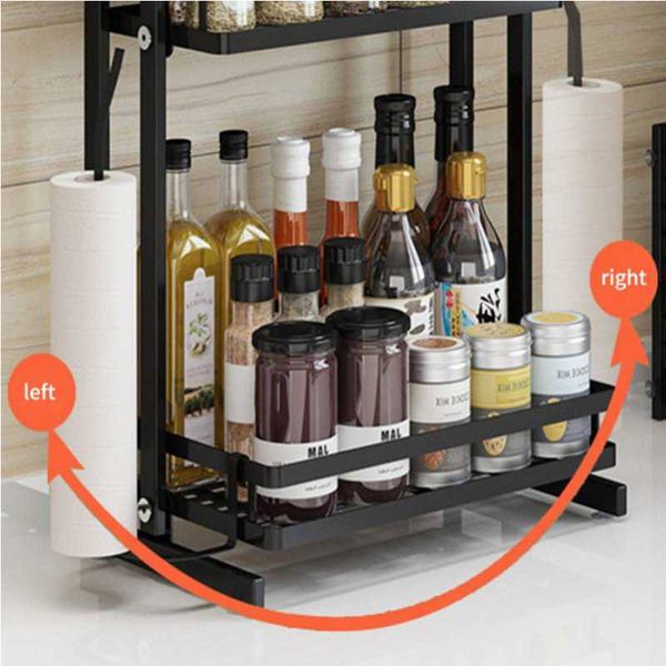 Kitchen Seasoning Storage Rack Stainless Steel 2 Layers Condiment Shelf ...