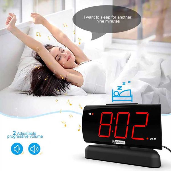1.8" LED Digital Alarm Clock Snooze Electronic Clock for Bedroom with ...