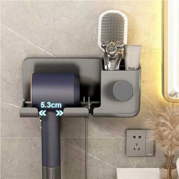 Hair Dryer Holder Home Bathroom Wall Mounted Rack Hair Brush