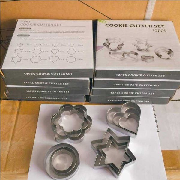 12pcs Stainless Steel Cookie Cutter Set for baking - L192
