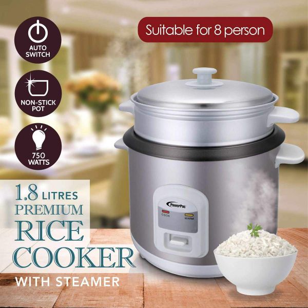 POWERPAC PPRC68 PREMIUM RICE COOKER WITH STEAMER