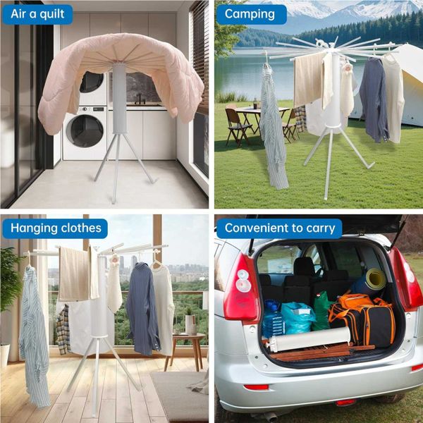 Tripod drying rack, foldable octopus vertical drying rack with 16 ...