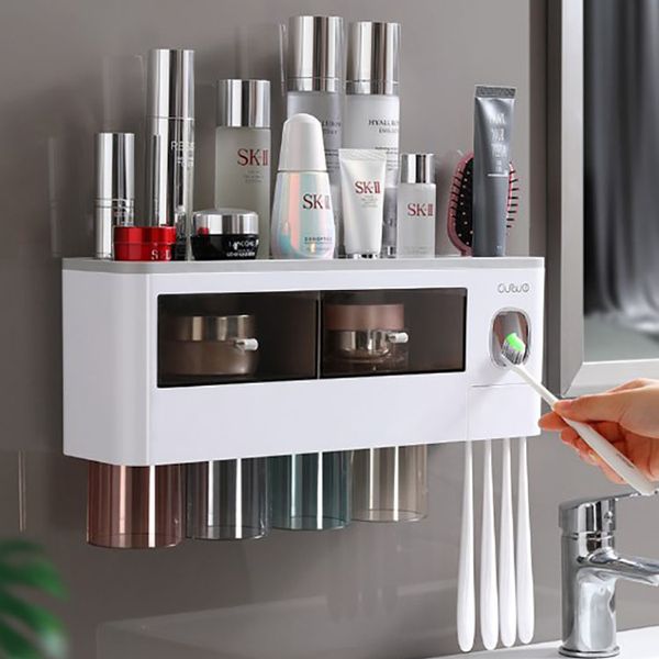 Supervised Tooth Brushing Racks Toothbrush rack set free punching mouthwash cup brushing cup wall ...