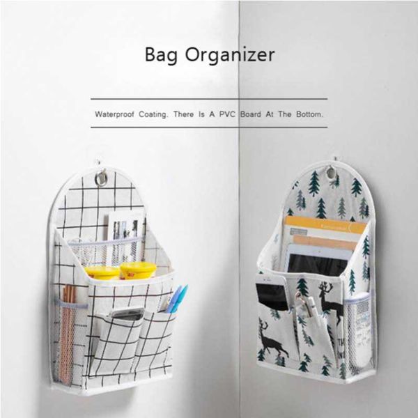Wall Mounted Storage Bag Cotton Linen Toiletry Bag Home Hanging Bags ...