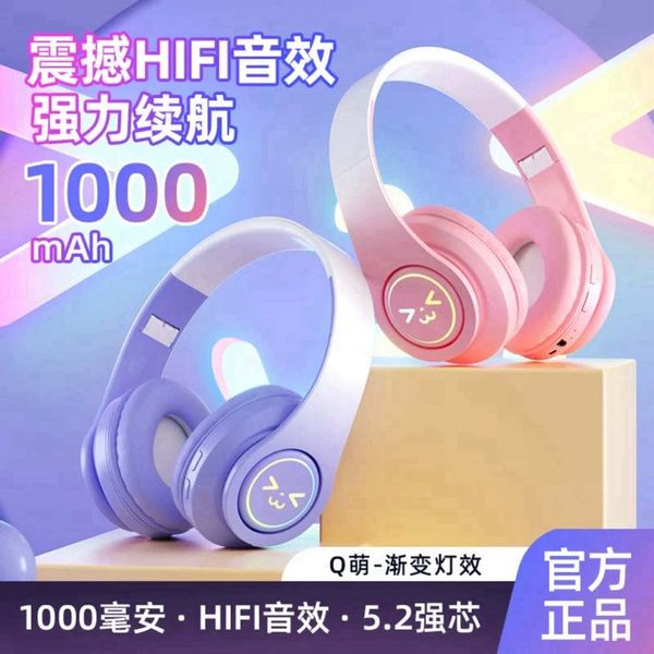 Headphone Bluetooth Headset Macaron Shopee Cat Ear Kids Bluetooth