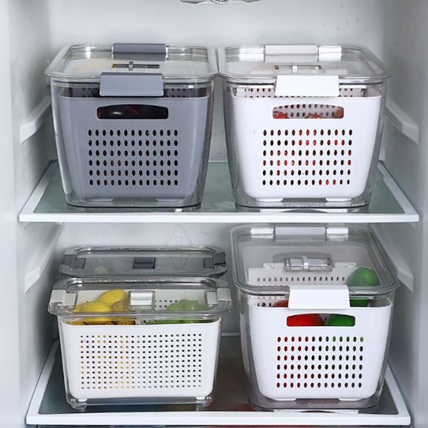 Refrigerator Fresh-keeping Box Japanese-style Transparent Double-layer ...