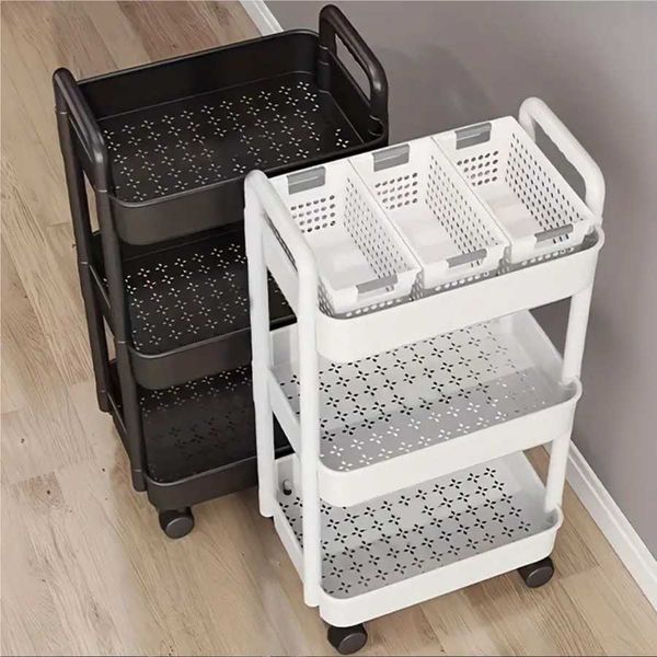 Small cart storage rack, kitchen floor standing multi-layer snack ...