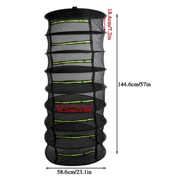 8-layer Hanging Herbal Drying Net Foldable Drying Rack Closed Zipper ...