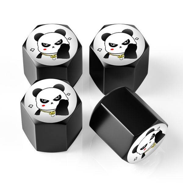 Panda Rim Cap New panda pattern logo car tire modified wheel hub valve core cap wheel ...