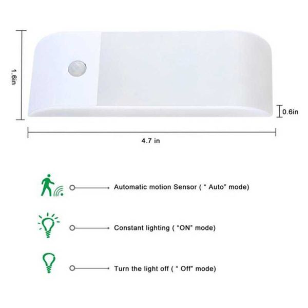 USB Rechargeable PIR Motion Sensor Night Light Wireless 12 LED Under ...