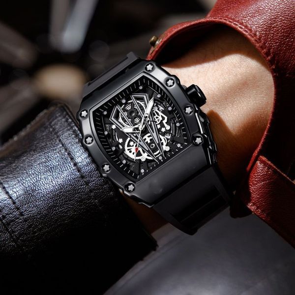 Richard's new online celebrity wine barrel men's watch sports  non-mechanical silicone strap watch with calendar