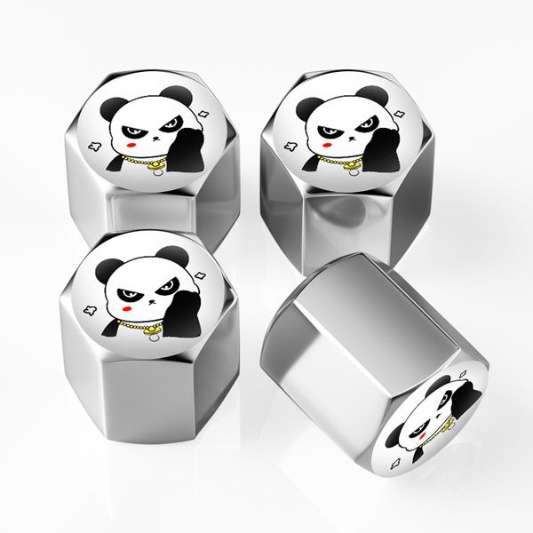 Panda Rim Cap New panda pattern logo car tire modified wheel hub valve core cap wheel ...