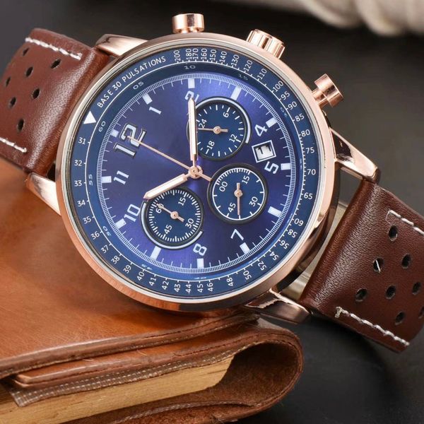 Cross-border Internet Red West Tiejia Six-pin Multifunctional Watch Belt  Casual Chronograph Quartz Watch Men's One-piece Hair