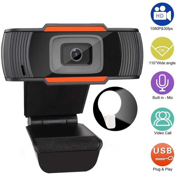 B6 Webcam 1080P Full HD Web Camera Built-in Microphone Rotatable USB ...