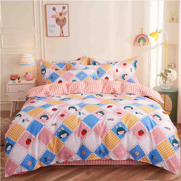 Solid Color Bedding Quilt Cover Four-Piece Fitted Sheet Three-Piece Home Textile Set main image 0