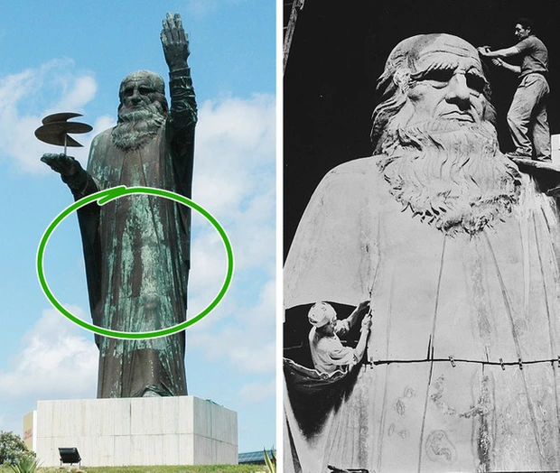 ទ្វារអន្ទាក់ លាក់នៅពីក្រោយរូបសំណាកលោក Leonardo da Vinci