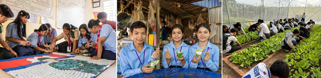 ការកសាងវប្បធម៌ចីរភាព ៖ សិស្សានុសិស្សអនុវត្តទម្លាប់រស់នៅប្រកបដោយមេត្រីភាពបរិស្ថានដោយកែច្នៃសំណល់ទៅជាស្នាដៃសិល្បៈ កាត់បន្ថយការប្រើប្រាស់ប្លាស្ទិកដេលប្រើបានតែមួយដងរួចបោះចោលដោយជំនួសមកវិញនូវជម្រើសបែបធម្មជាតិដូចជា ស្លឹកចេក និងដាំបន្លែតាមរយៈគំនិតផ្តួចផ្តើមសួនបន្លែនៅក្នុងសាលារៀន