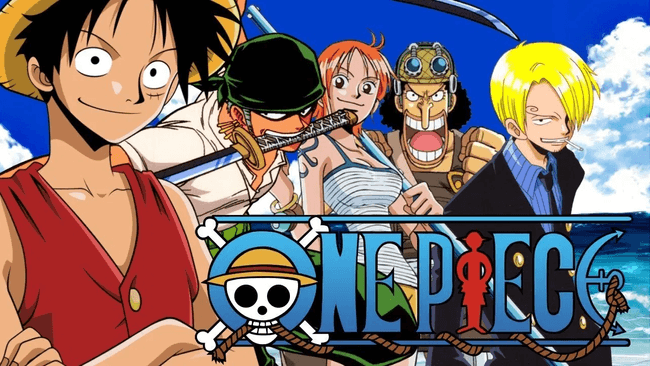 រូប One Piece ដែលមានតួអង្គដូចជា Luffy, Zoro, Nami, Usopp និង Sanji&nbsp;&nbsp;