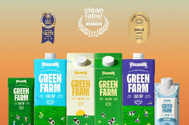 ជួរផលិតផល Vinamilk Green Farm ជាមួយការទទួលស្គាល់ពី Clean Label Project, Superior Taste Award និង Monde Selection