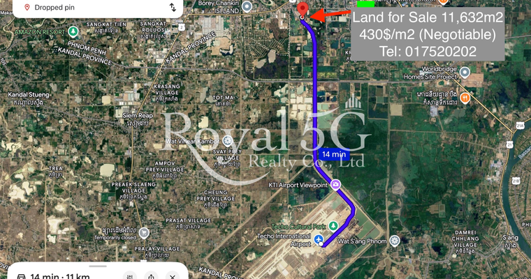 Land for Sale near 60m Hun Sen Blvd